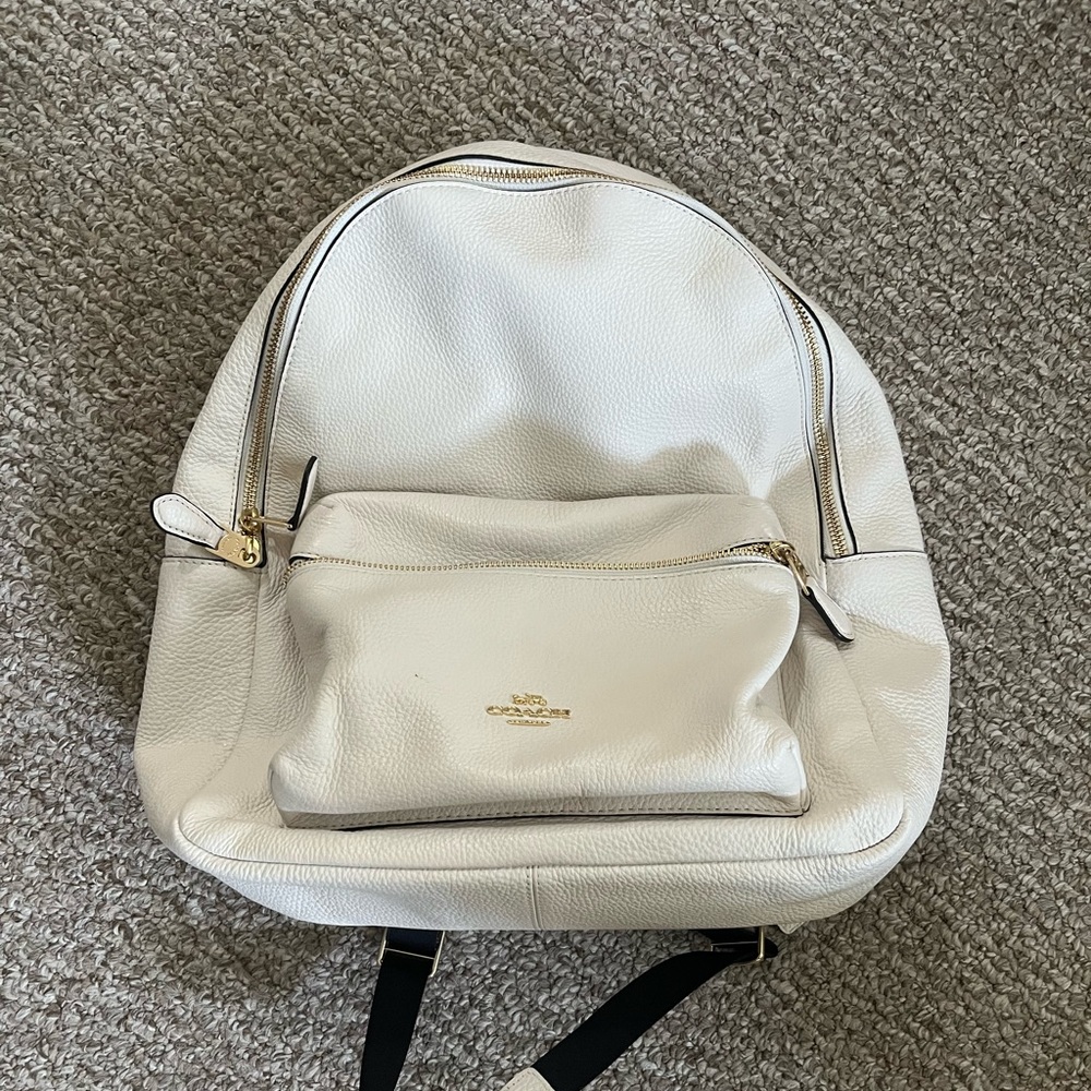 Coach leather white backpack